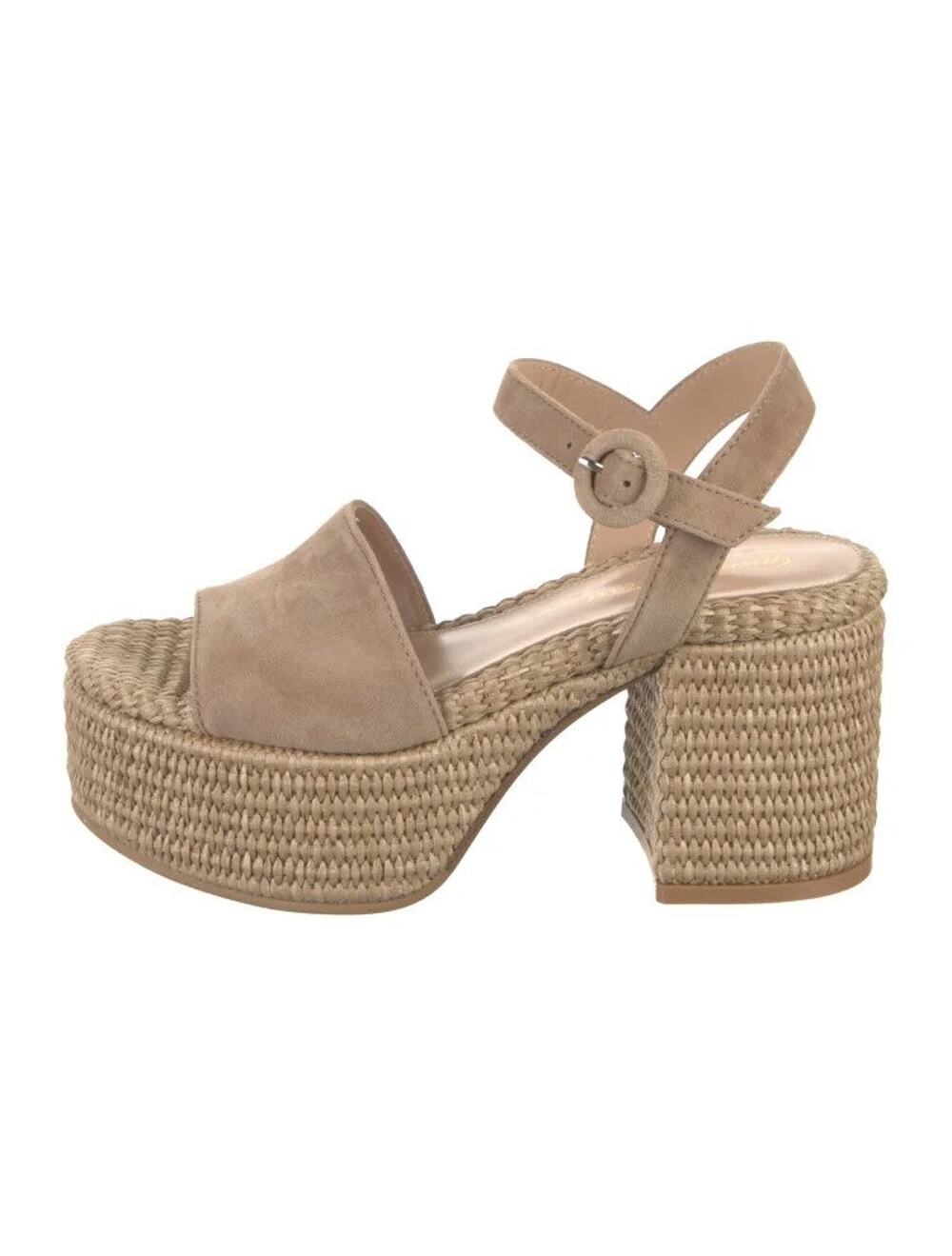 Gianvito Rossi Carol 35 Suede Platform Sandals in Camel - IT 37.5